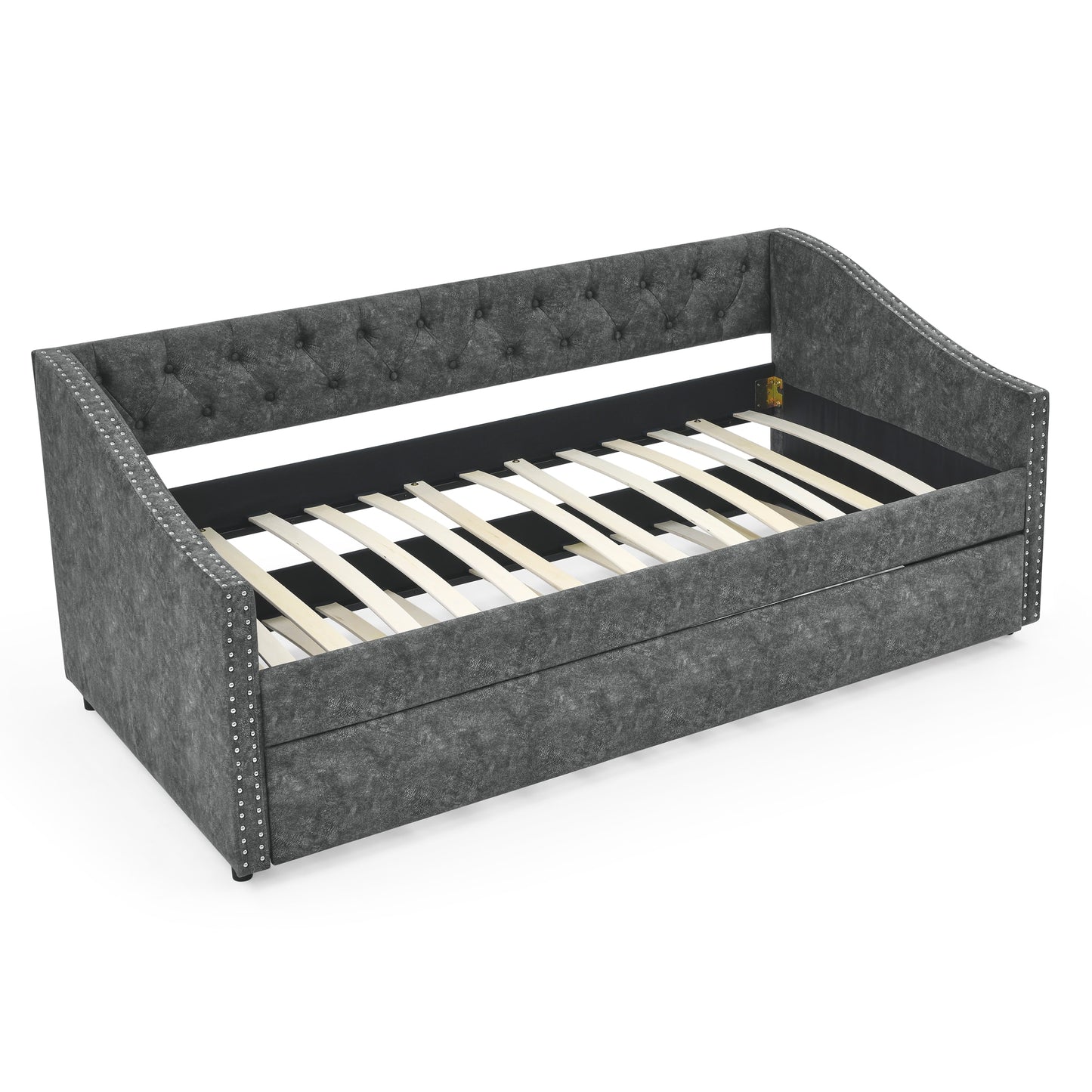 Bybafun Gray Twin Wood Bed frame Bed