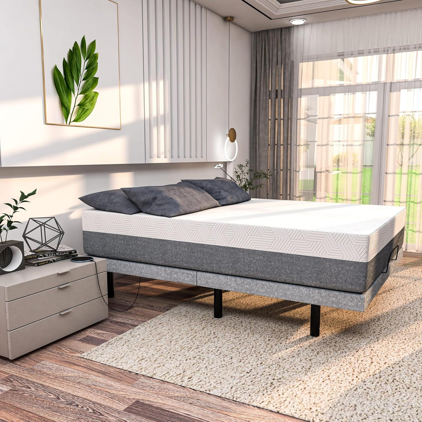 Renanim Twin XL 14-inch Cooling Gel Memory Foam Medium Soft Hybrid Mattress in a Box - Breathable Bed Mattress for Cooler Supportive Sleep