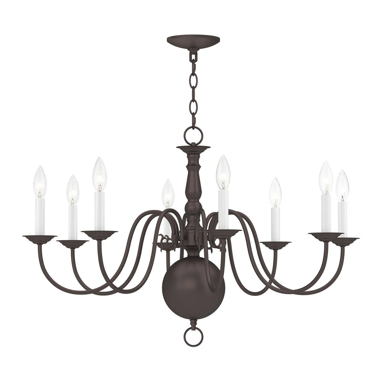 Livex Lighting Williamsburgh 8 - Light -Traditional Bronze / Bronze / Dark Brown Steel Chandelier