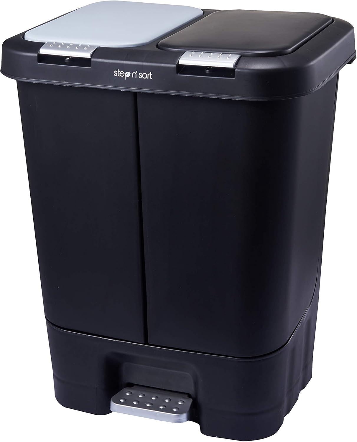 Step N' Sort 11 Gallon, Dual Trash and Recycling Bin with Slow Close Lid,Black,40 Liter,SNS402-B