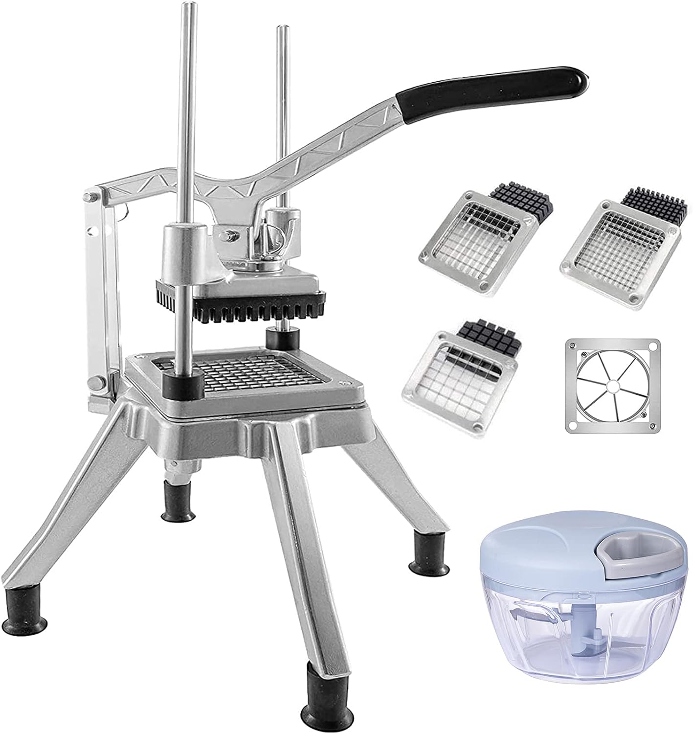 BotaBay Commercial Vegetable Fruit Chopper W\/6-Wedge Slicer&1\/4\u2033&3\/8\u2033&1\/2" Blade Professional Food Dicer French Fry Cutter Onion Slicer Stainless Steel For Tomato Peppers Potato Mushroom