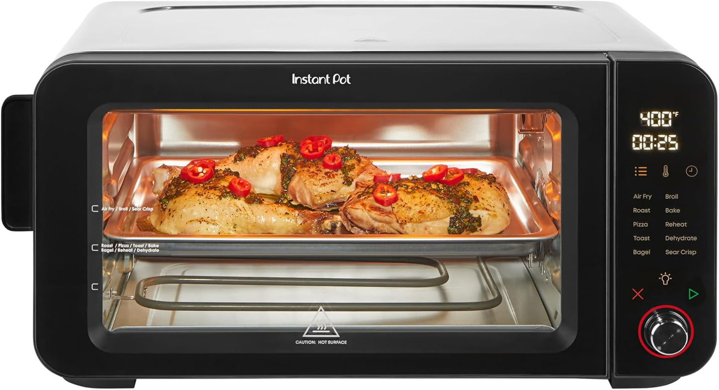 Instant Pot No Preheat Required* 6-Slice Air Fryer Toaster Oven with InstantHeat Technology, 10-in-1, Air Fry, Roast, Bake, Sear Crisp, Toast, Bagel, Broil, Dehydrate, Reheat, and Make Pizza