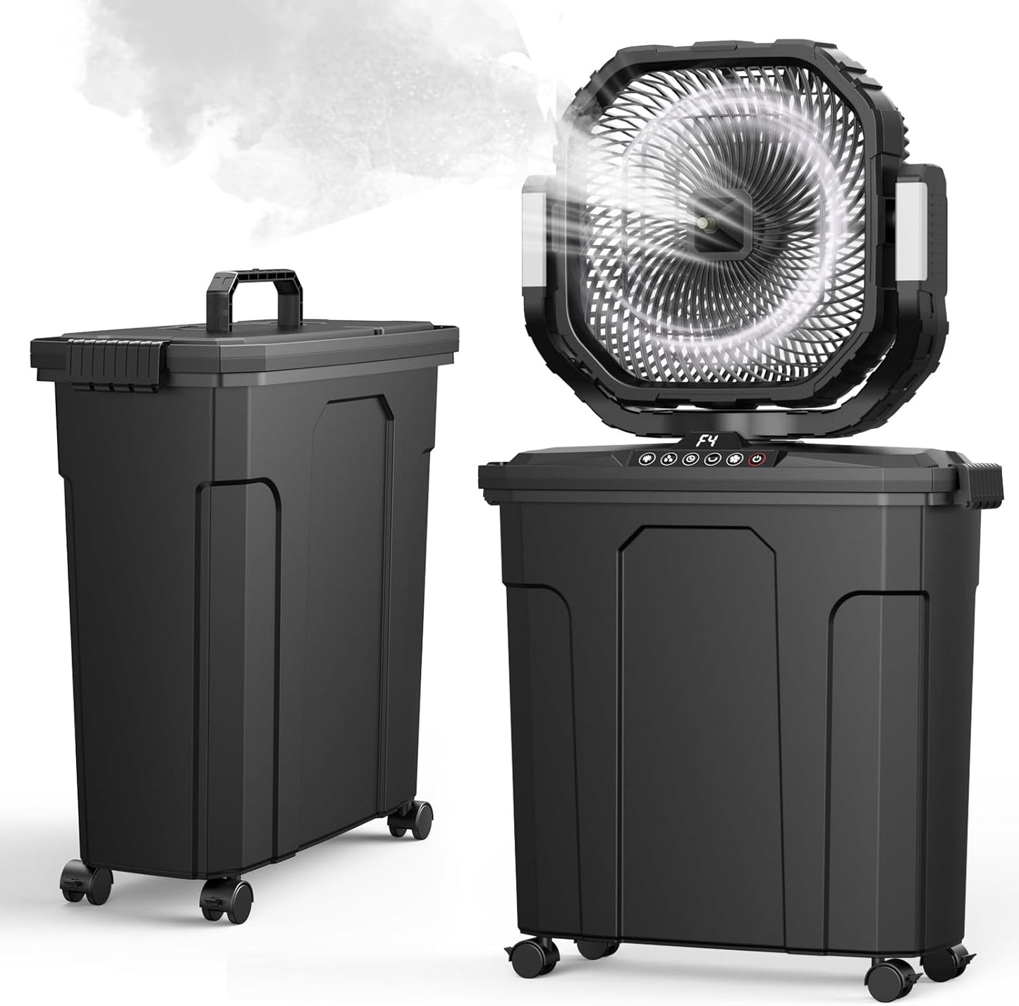 Ausic 12" 20L Portable Misting Fan, 30000mAh Fast Rechargeable Battery Water Cooling Fan, Oscillating Outdoor Fans with Adapter, LED Light, Timer, Caster, for Patios\/Camping\/Beach Summer Essentials