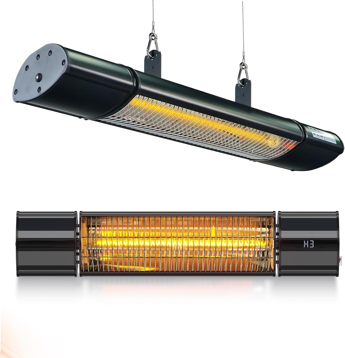 Hanging Patio Heater, Outdoor Electric Heater, Wall Mounted & Ceiling Infrared Garage Heater for Outdoor\/Indoor Use, 1500W, Remote Control, Black