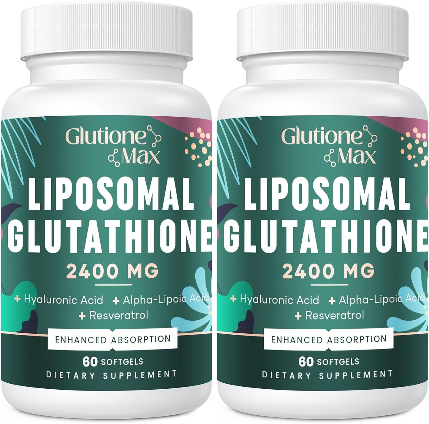 8-in-1 Liposomal Glutathione 2400 MG, High Absorption Antioxidant Formula \u2013 with Hyaluronic Acid, Alpha-Lipoic Acid, Resveratrol - Skin, Liver Detox & Immune System, 120 Softgels