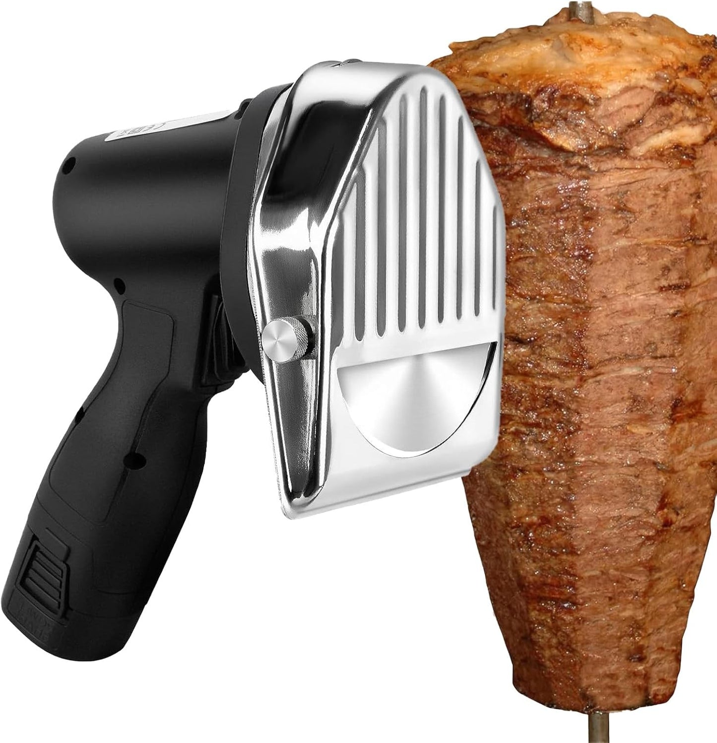 Electric Shawarma Kebab Meat Slicer Gyro Knife Professional Turkish Stainless Steel Commercial Gyro Cutter with 2 Blades Smooth/Serrated, Adjustable Thickness 0-0.3"
