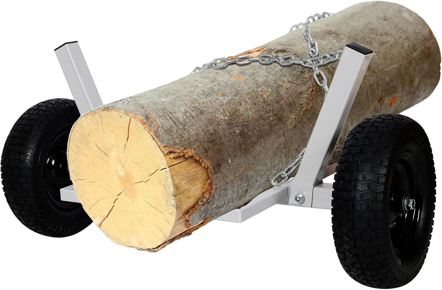 Heavy Duty Log Holder with 16.5in Pneumatic Tires, 1500lbs Capacity Compatible with Skidding Arch, 2in Quick-lock Trailer Coupler for Farm, Commercial Wood Transport (24IN Holder)