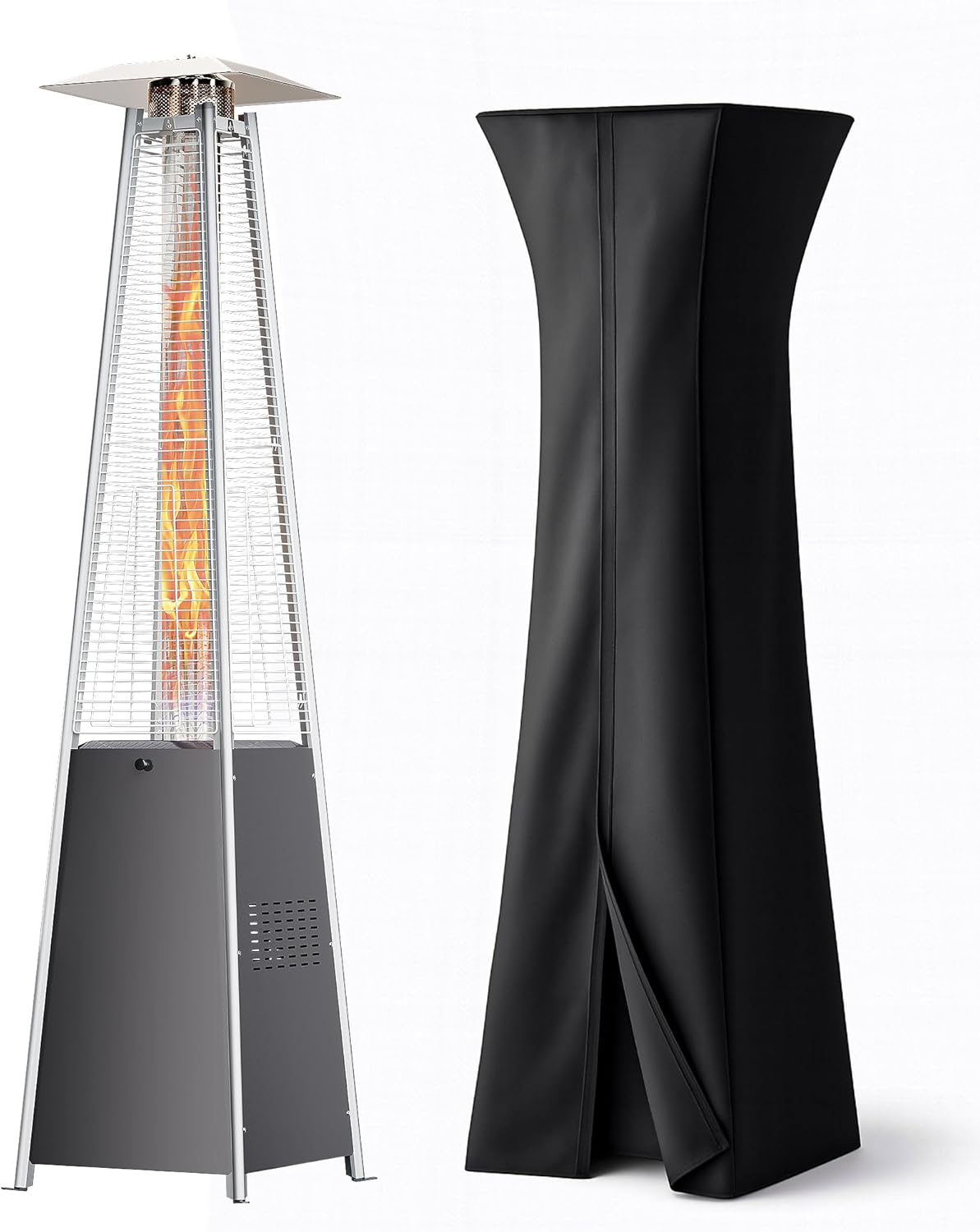 Sesslife Pyramid Patio Heater for Outdoor Use, 48000 BTU Fast Heating Propane Heater with Wheels & Weatherproof Cover, Triple Protection System Outdoor Heaters for Patio, Yard, Pool, Garden