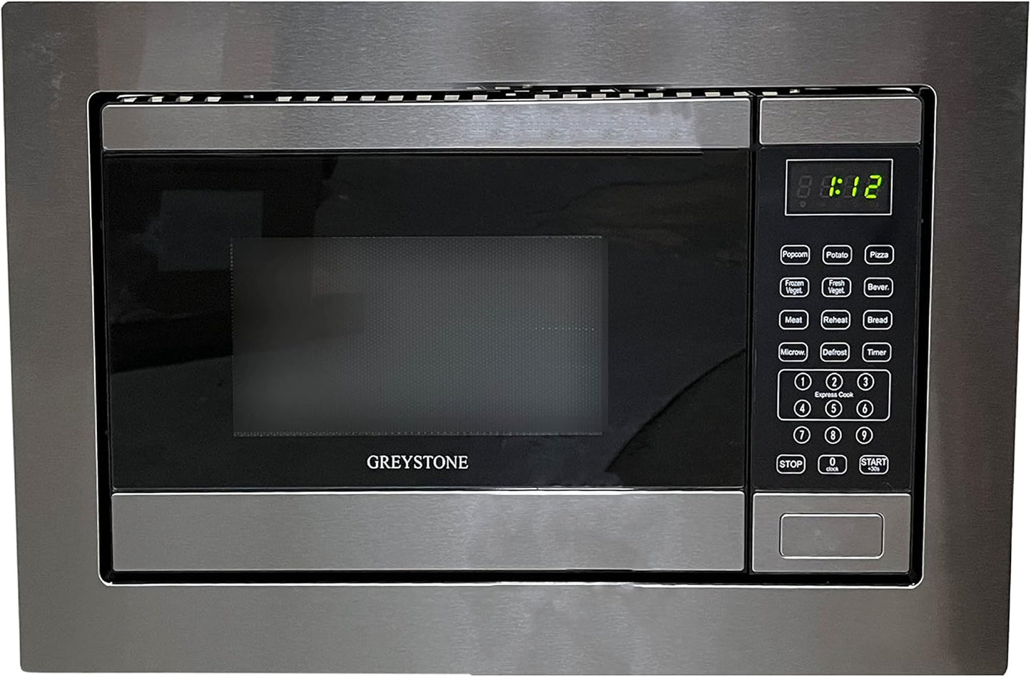 Greystone 0.9 Cubic Foot, Built-In Microwave, Digital Touchpad, LED Display, Includes Trim, Stainless Steel