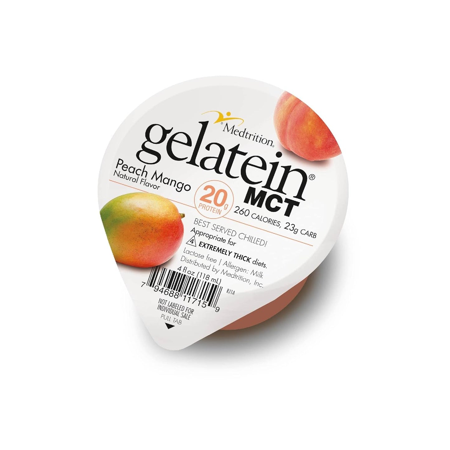 Gelatein MCT Peach Mango: 20 grams of protein. Ideal for swallowing difficulties and fluid restricted diets. Great pre or post-workout snack (Pack of 12) \u2026
