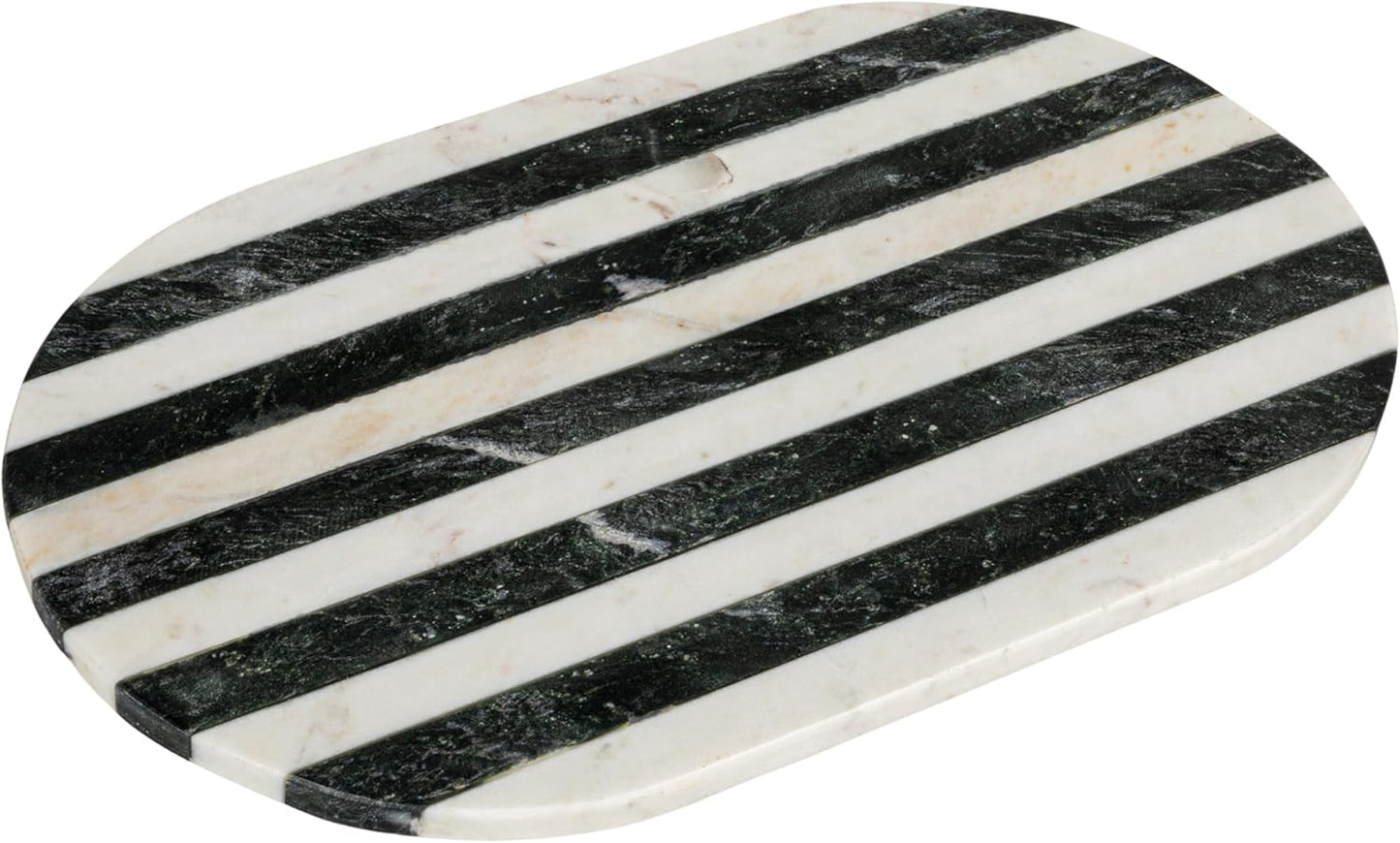 Bloomingville Marble Cheese and Cutting Board with Stripes, Black and White