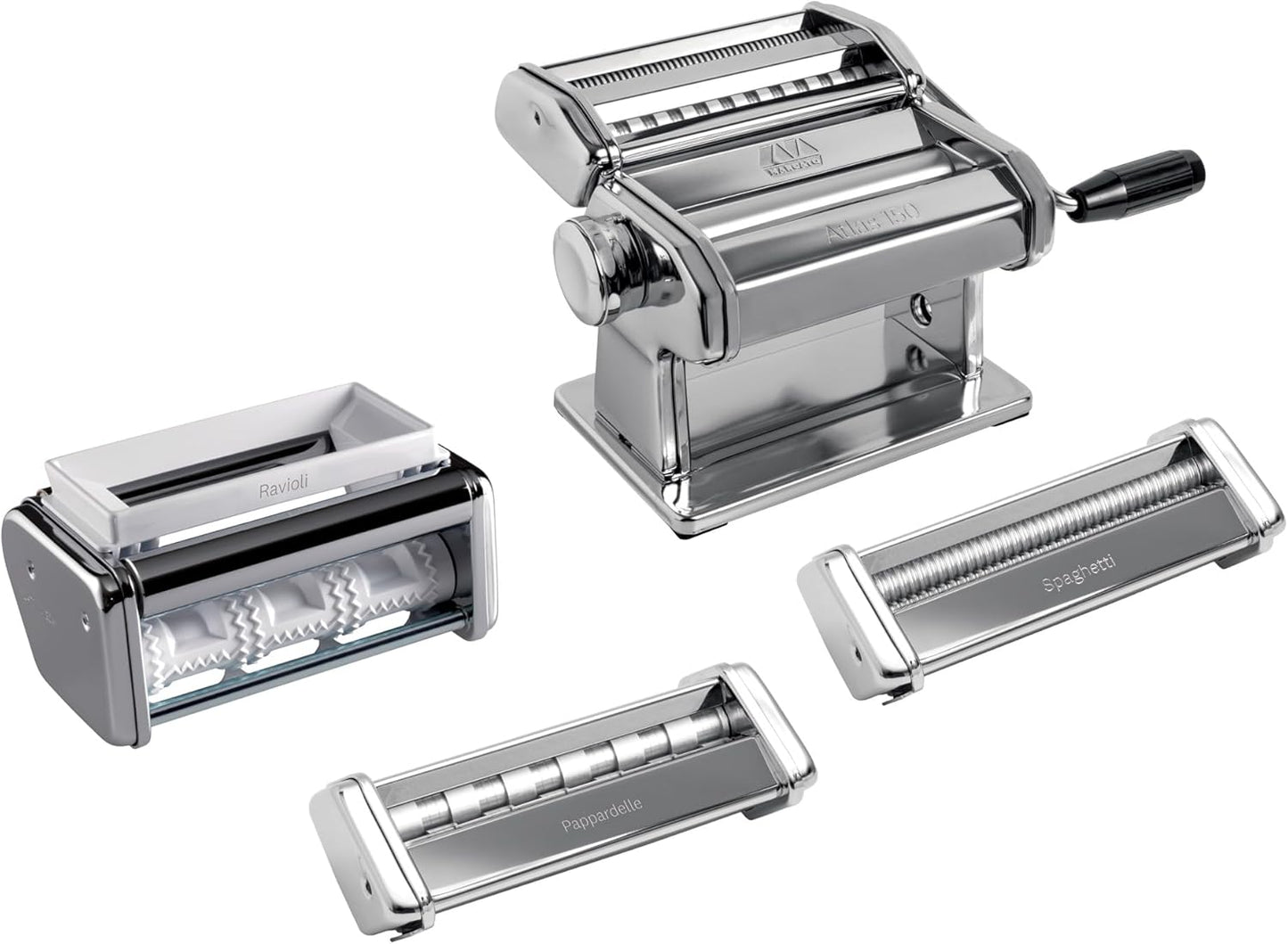 Marcato Multipaste Pasta Machines Set, Chrome Steel, Various Pasta Sizes, 20 x 20 x 15 cm, Easy to Use