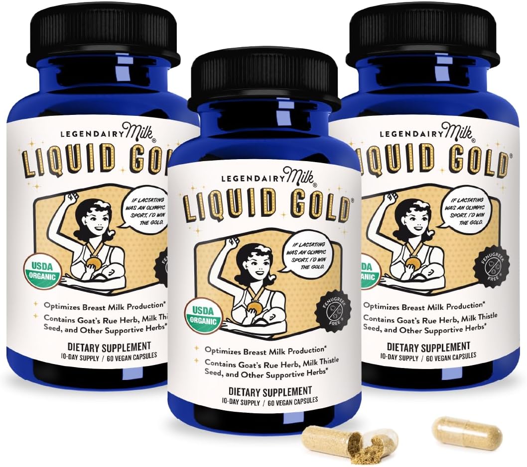 Legendairy Milk Liquid Gold Lactation Support | Lactation Supplement with Organic Goats Rue, Milk Thistle, Shatavari, Fennel, Alfalfa & Anise | Breastfeeding Supplements, 60 Count (Pack of 3)