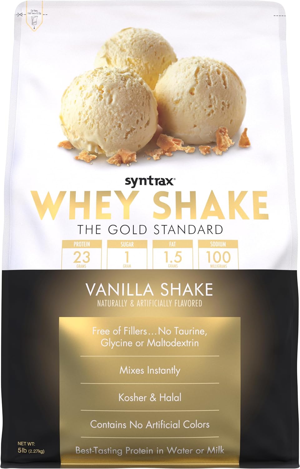 Syntrax Nutrition Whey Shake Protein Powder, Cold Filtered & Undenatured Whey Protein Blend, Real Vanilla Bean Specks, Vanilla Shake, 5 lbs