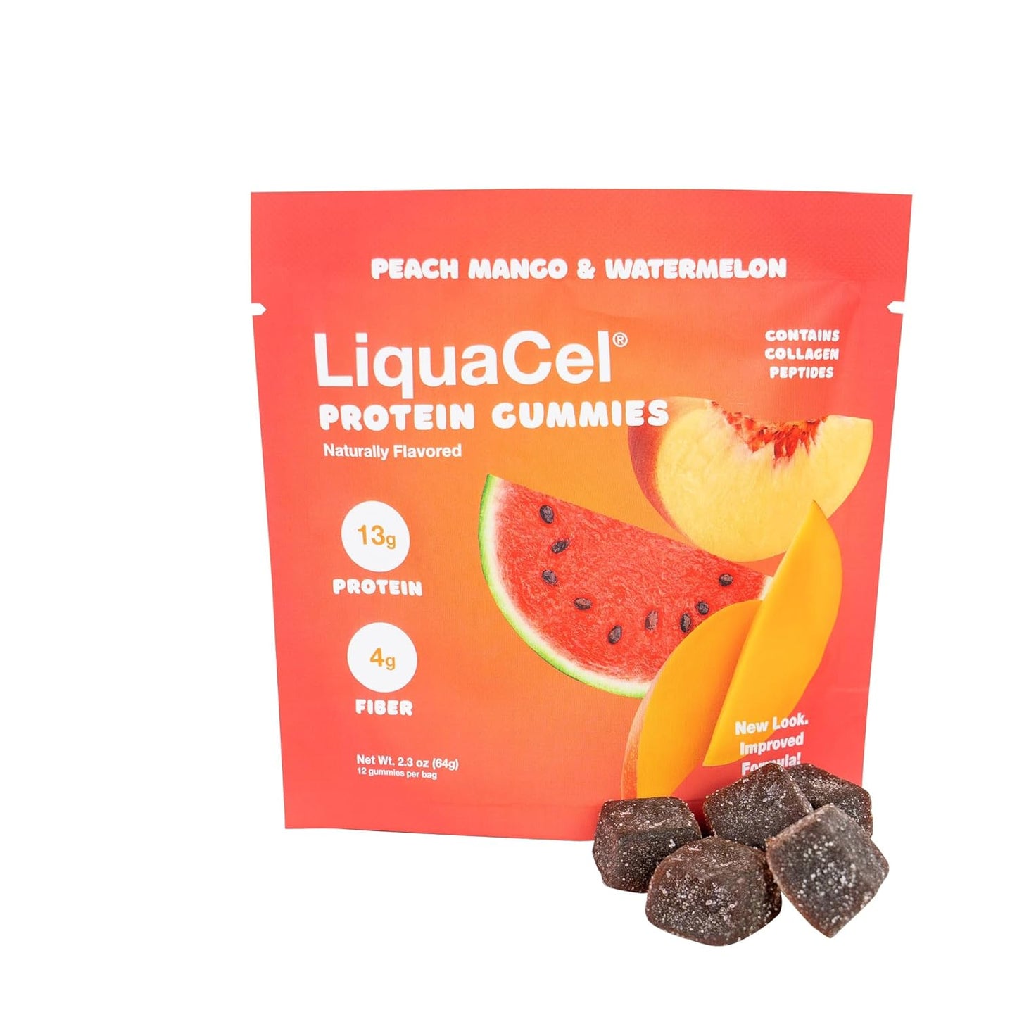 LiquaCel Protein Gummies - Peach Mango/Watermelon - 13g Protein - Ten Packs