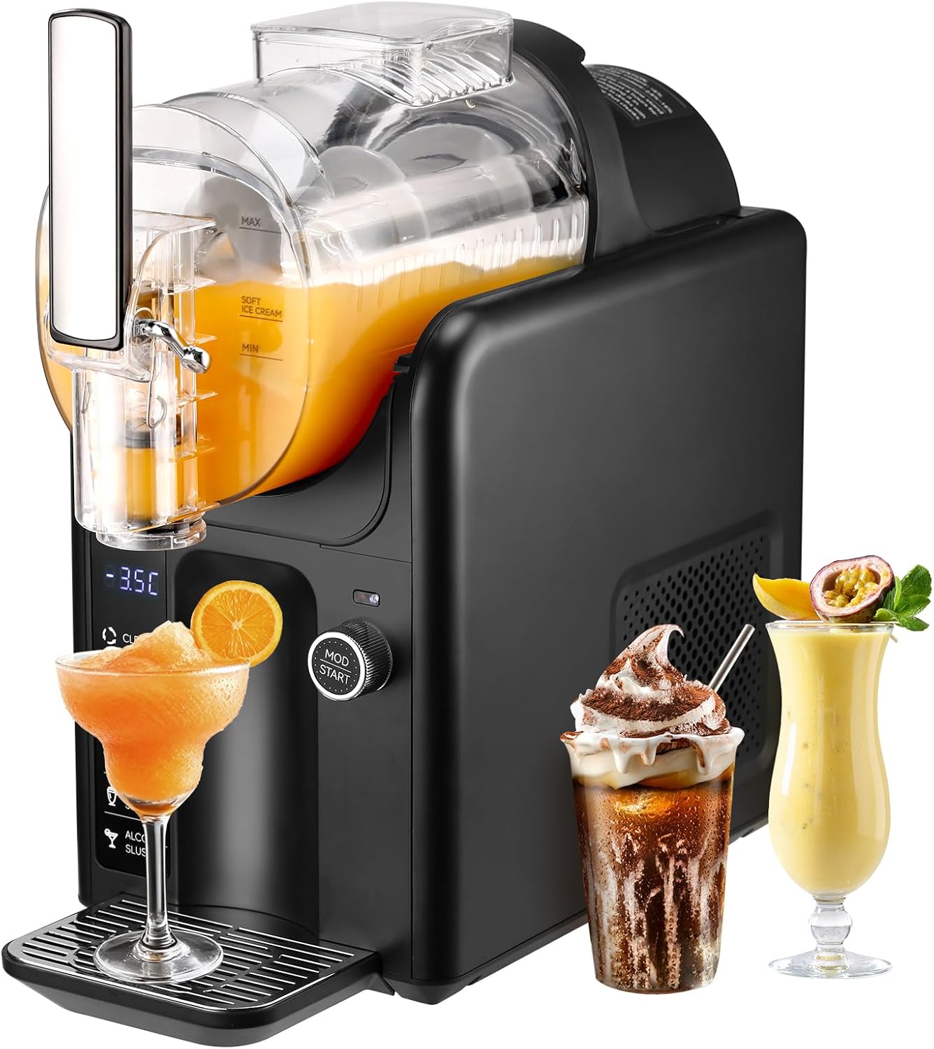 Slushie Machine, 71 oz Slushy Machine for Home, No Ice Needed with 5 Preset Programs, Self-Cleaning Function, Frozen Drink Maker for Margaritas, Frappés, Milkshakes, Ice Cream, and More (Black)