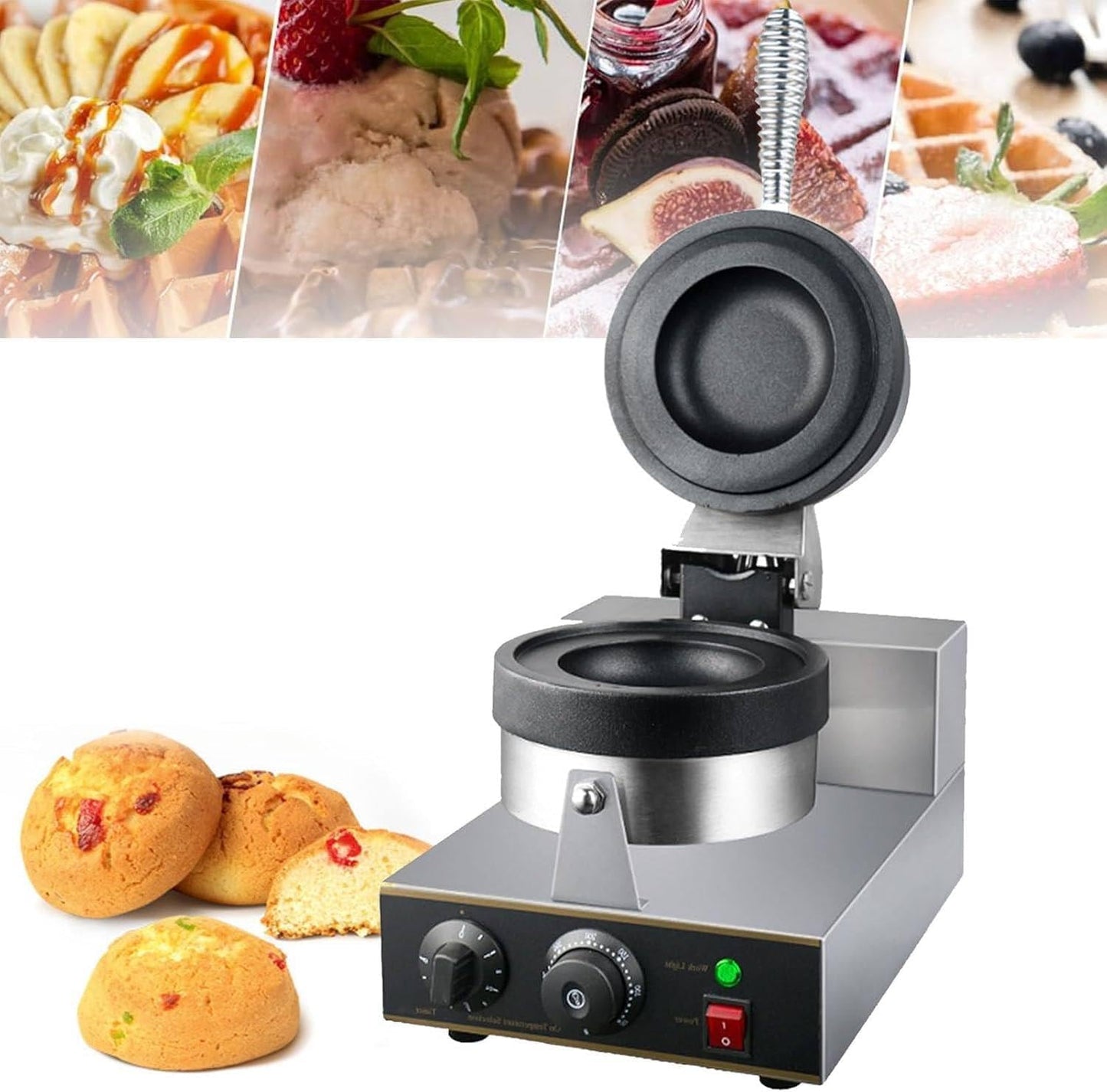UFO Commercial Burger Waffle Maker, Adjustable Temperature Timed, Hamburger and Sandwich Ice Cream Maker, for Making Hamburgers and Ice Cream Sandwiches, Non-Stick Pan