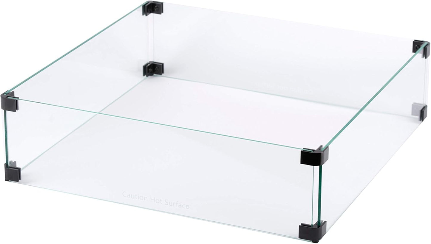 MASE 19-Inch Wind Guard Glass for Classic Square Outdoor Patio Propane Gas Fire Pit Table