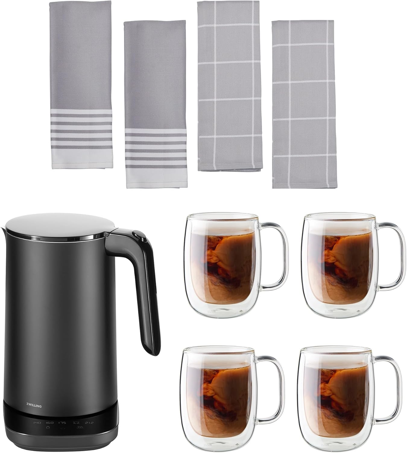 ZWILLING Enfinigy Electric Kettle Pro Mug & Tea Towel 9-pc Set - Black