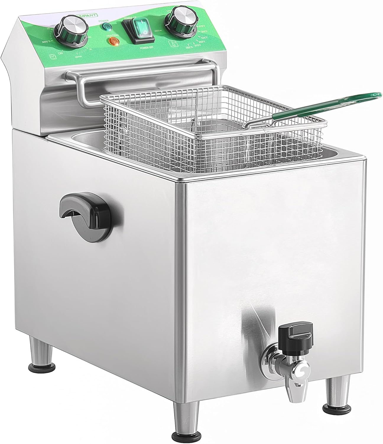 NUPANT Deep Fryer with Basket and Lid Commercial Fryers with Oil Filtration and Timer 12L\/12.7QT Electric Countertop Fryer Stainless Steel Single Tank Fryer for Home and Reastaurant Use 110V 1750W