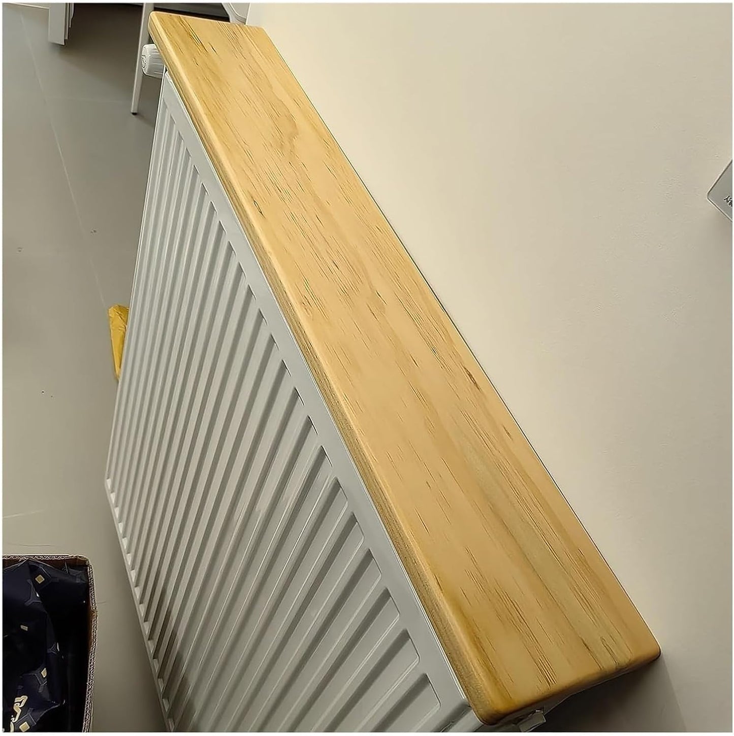Radiator Cover with Ventilation slats, Radiator Shelf No Drilling Wooden Floating to Block Heat for Kitchen Dining Room