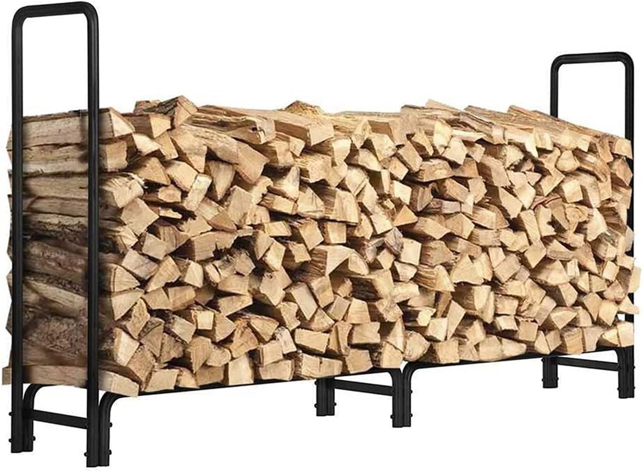 Firewood Holder Firewood Storage Rack Outoor Organizer Black Metal Firewood Storage Rack Holder Home Warehouse Wood Organize Shelf Indoor/Outdoor Firewood Rack,