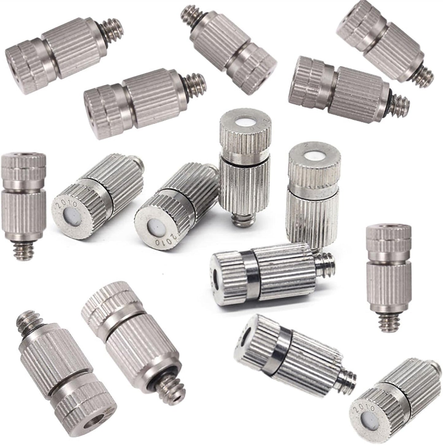 30pcs brass misting nozzle high pressure spray mister nozzle 10 24 unc outdoor anti drip fogging spray head misting system micro mist nozzle for landscaping outdoor cooling system size 0 7mm