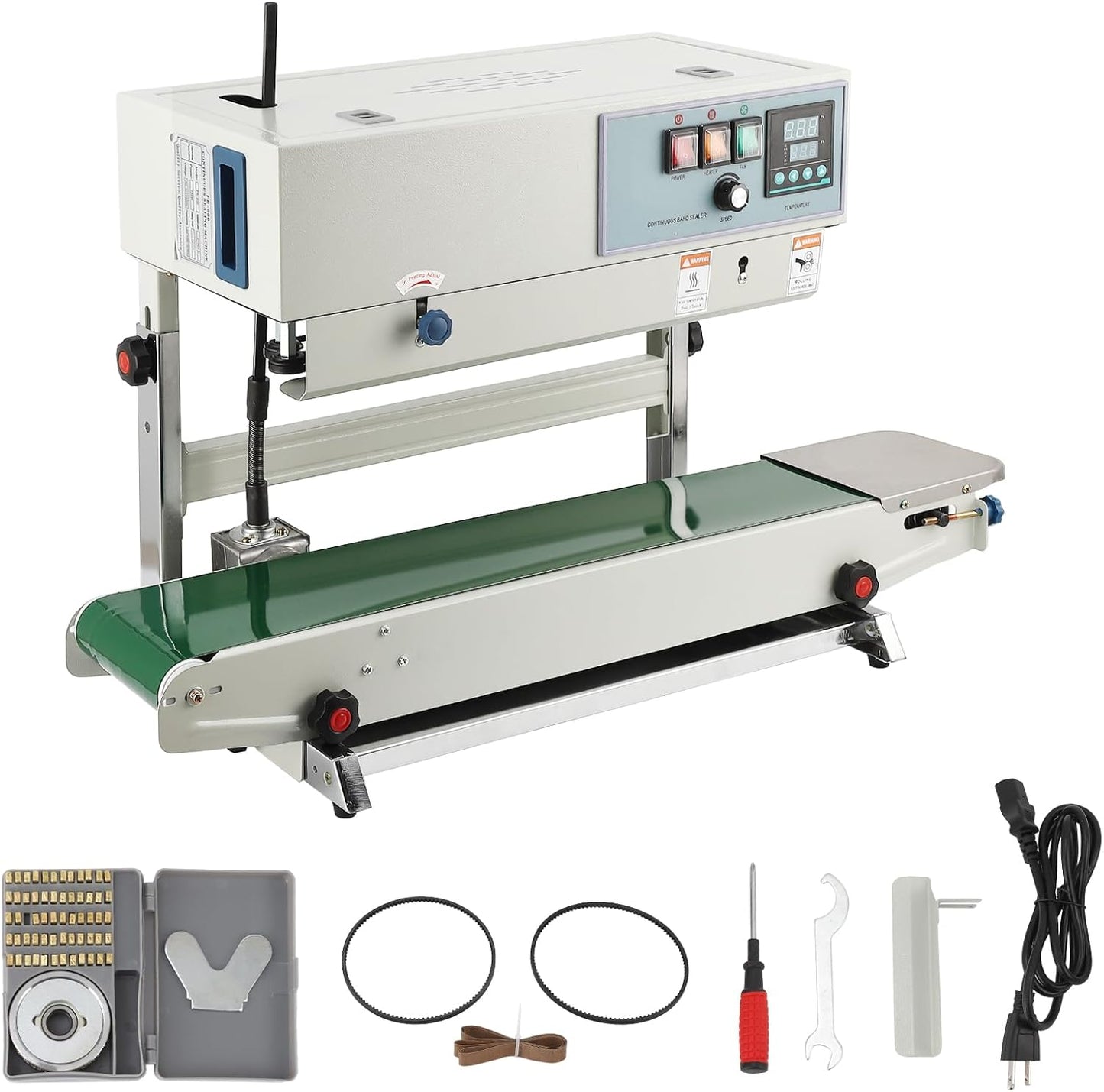 Continuous Band Sealer FR-900, Vertical Automatic Continuous Sealing Machine with Digital Temperature Control, Bag Sealer Machine for PVC Bags Films, Commercial PP, Aluminum Foil, Plastic Bags