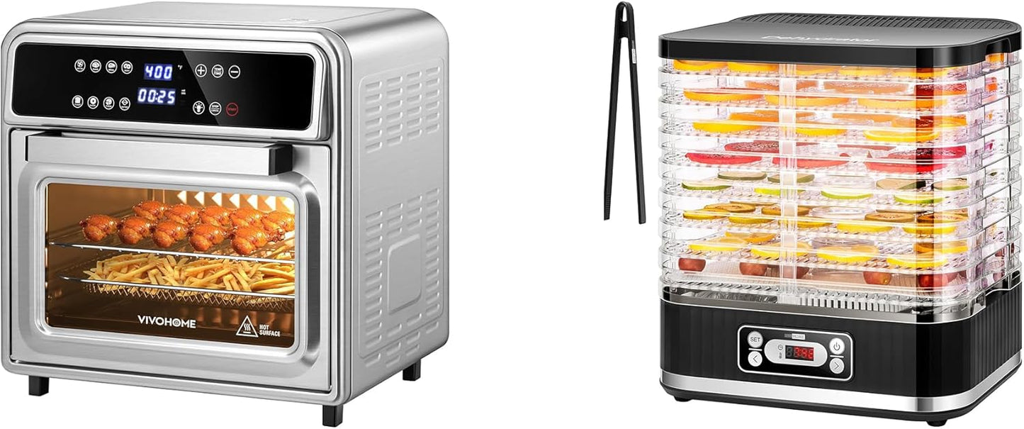 VIVOHOME 21 Qt Air Fryer Toaster Oven Combo, 8-in-1 Convection Oven Countertop with Rotisserie and Dehydrator with VIVOHOME Food Dehydrator, Electric 8 Trays Hydrator Machine