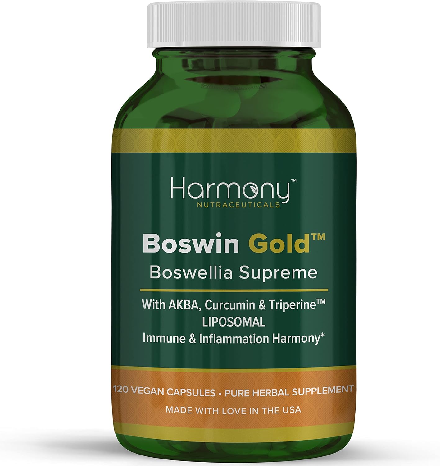 Harmony Nutraceuticals Boswin Gold Liposomal - Highest Potency Maximum Bioactivity Dr. Gumman's Clinical Grade Synergized with Turmeric & Triperine