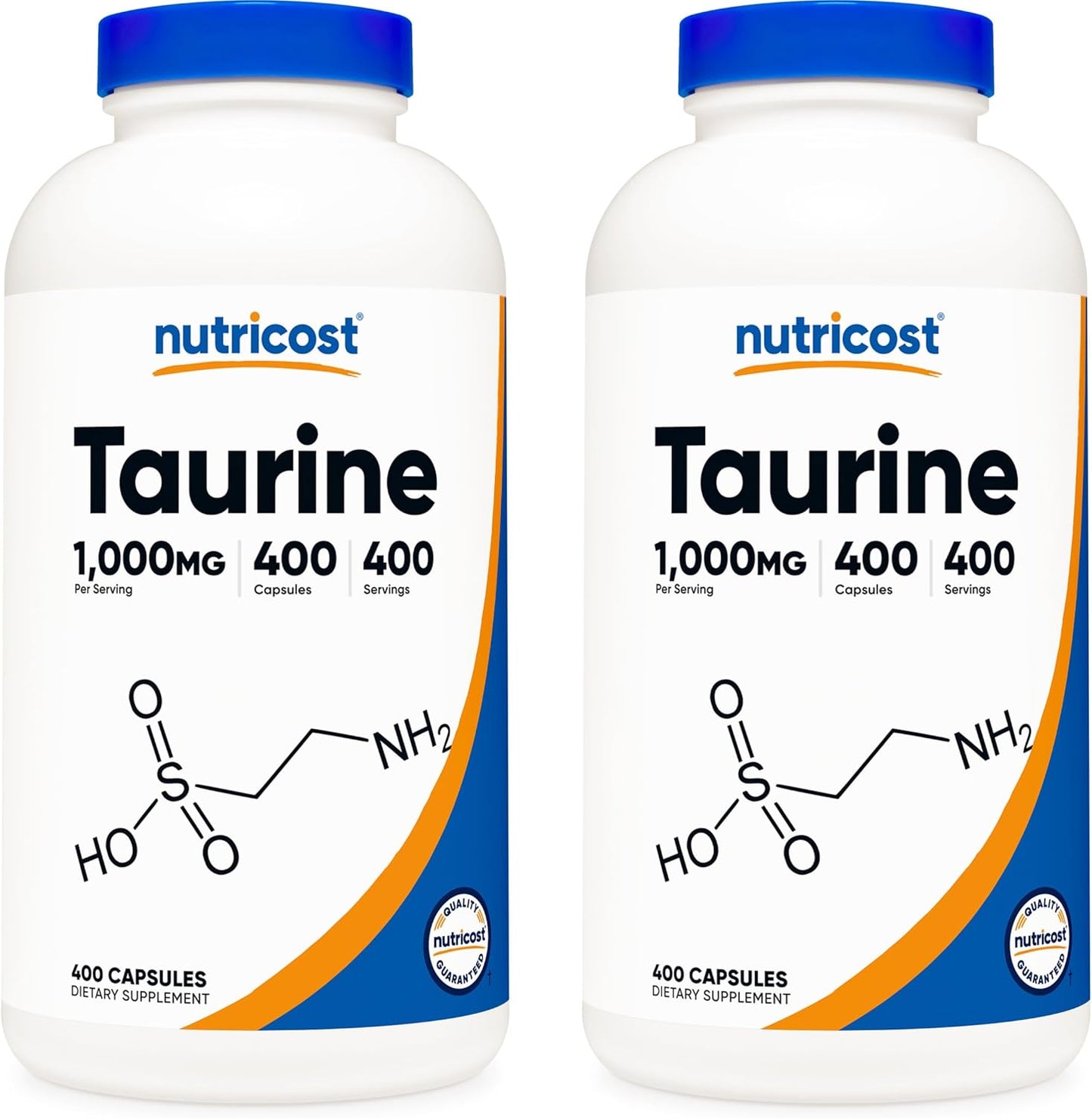 Nutricost Taurine 1000mg; 400 Capsules (2 Bottles)