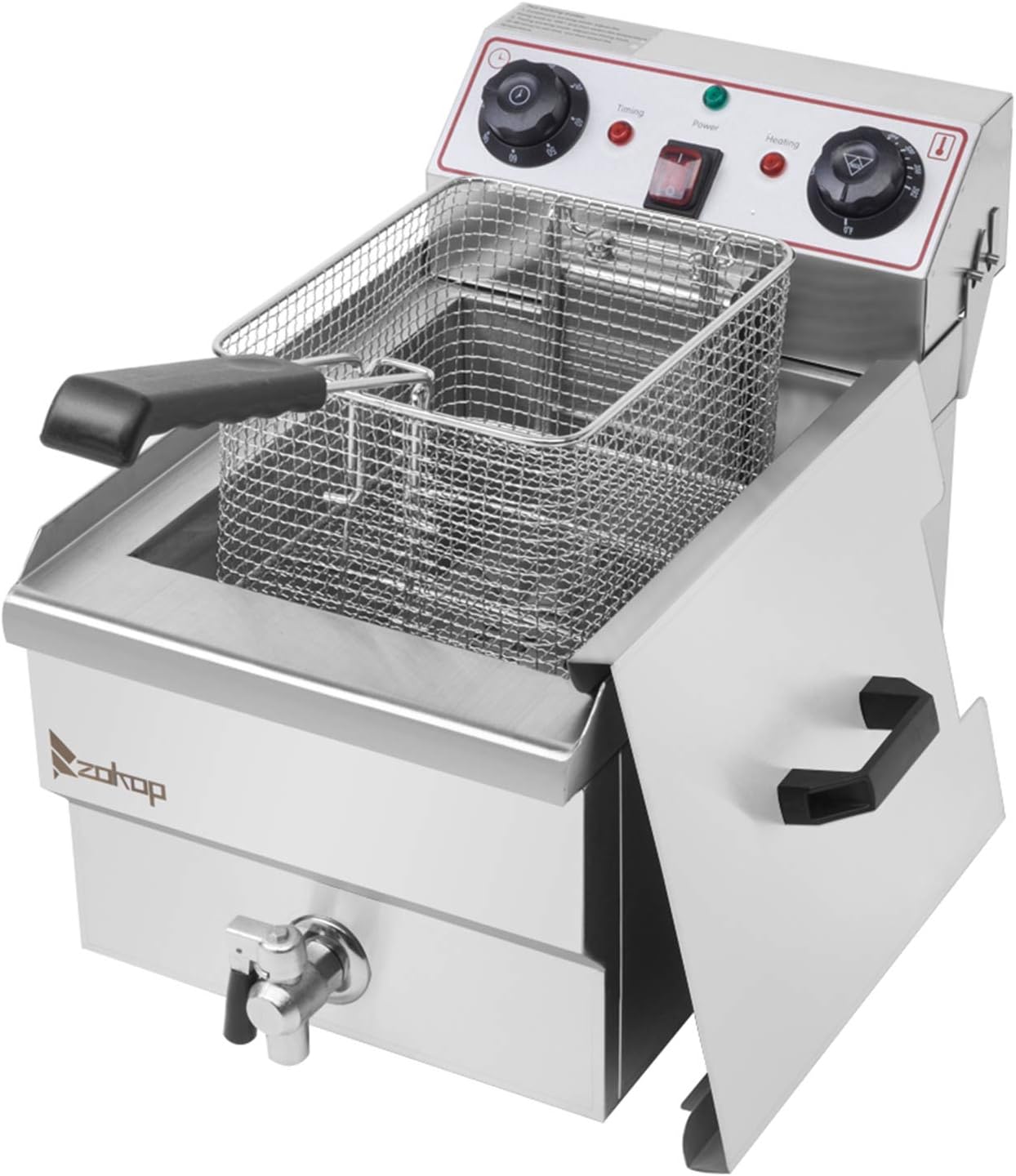 NC Large Capacity Electric Deep Fryer with 2 x 8.5QT Removable Baskets&Temperature Limiter& Oil Filtration&Drainage and Lid for Commercial and Home Use (8.5QT8L), silver
