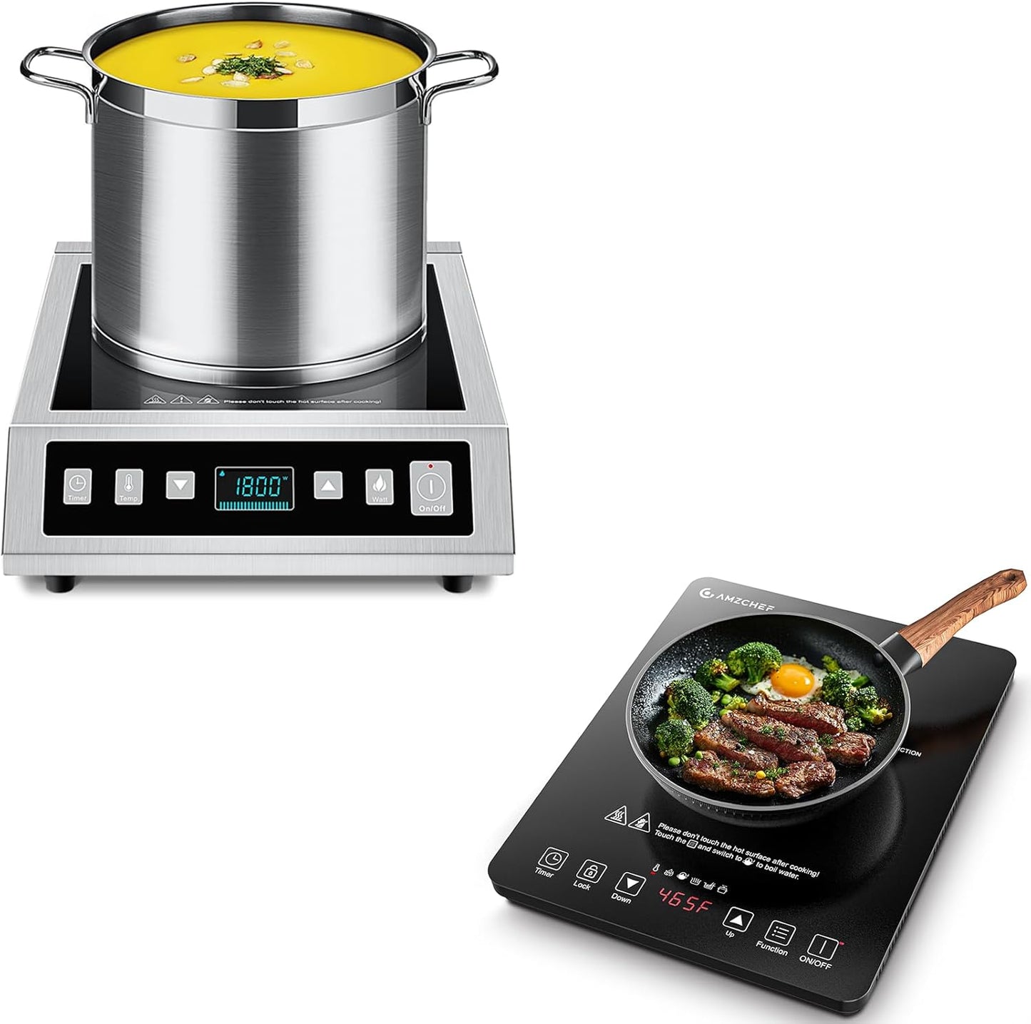 AMZCHEF Induction Cooktop Commercial & AMZCHEF Portable Induction Cooktop