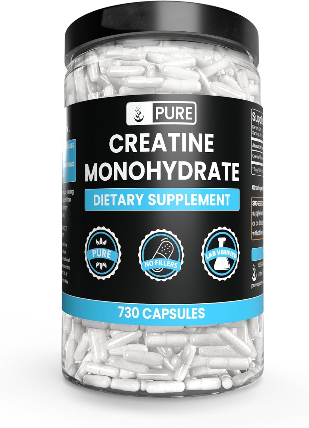 Pure Original Ingredients Creatine Monohydrate (730 Capsules) No Magnesium Or Rice Fillers, Always Pure, Lab Verified