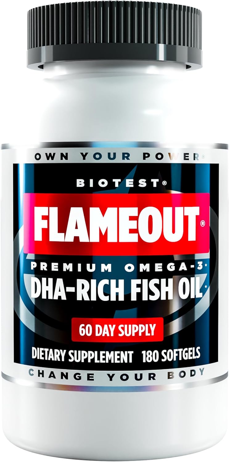 Biotest Flameout 5X DHA Fish Oil - 4200mg Omega-3-180 Softgels (60 Day Supply)