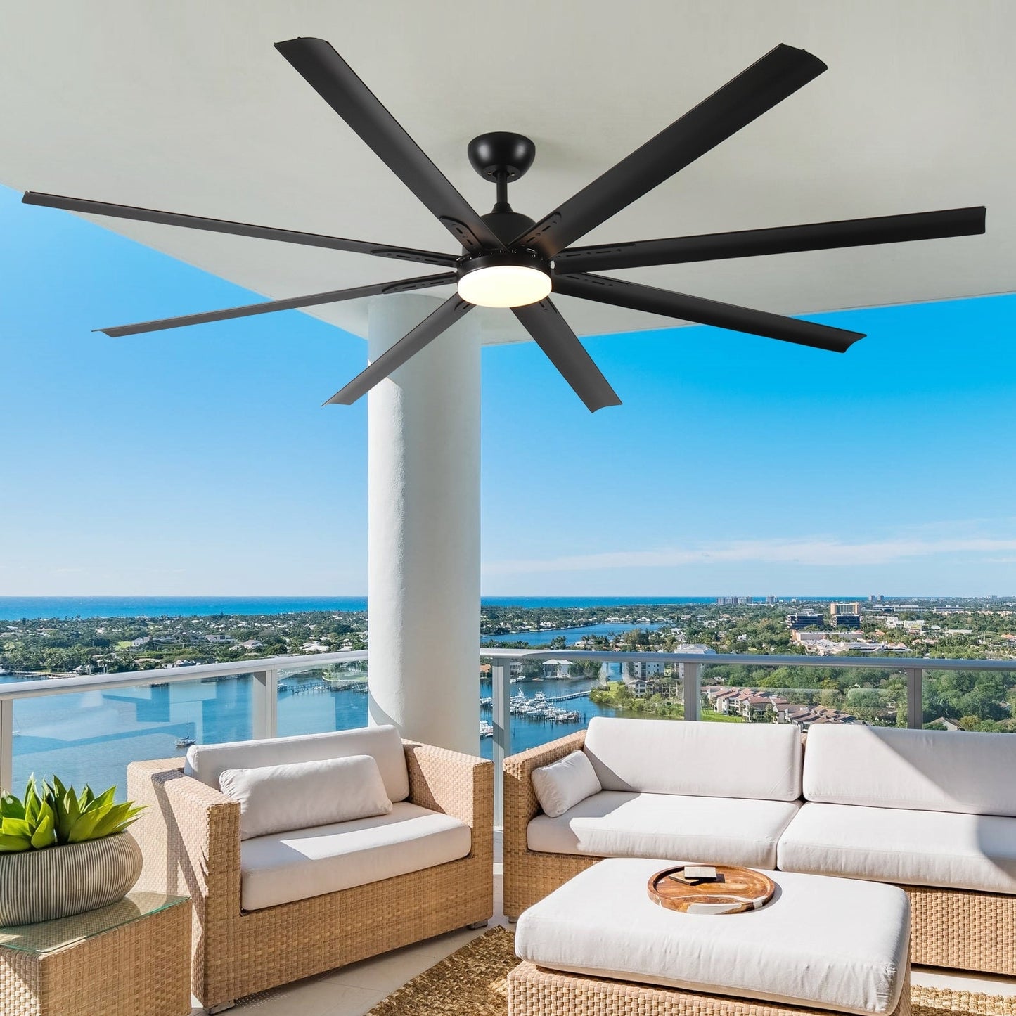 Dexmalle 84 In Super Large Black Ceiling Fan with Remote Control
