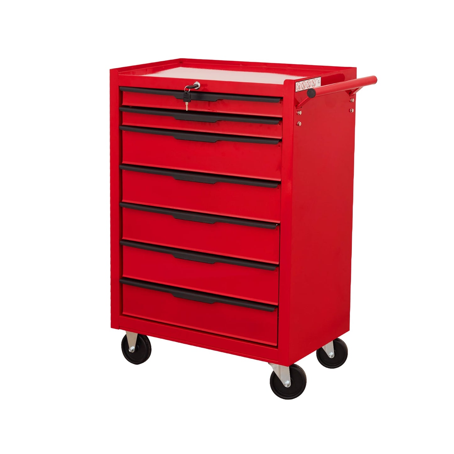 Tatayosi Red 7 Drawer Rolling Tool Chest Cabinet Large Capacity Metal Tool Box with Wheels and Cylinder Locking Roll Around Storage Organizer Tool Cart for Garage Warehouse Work Shop