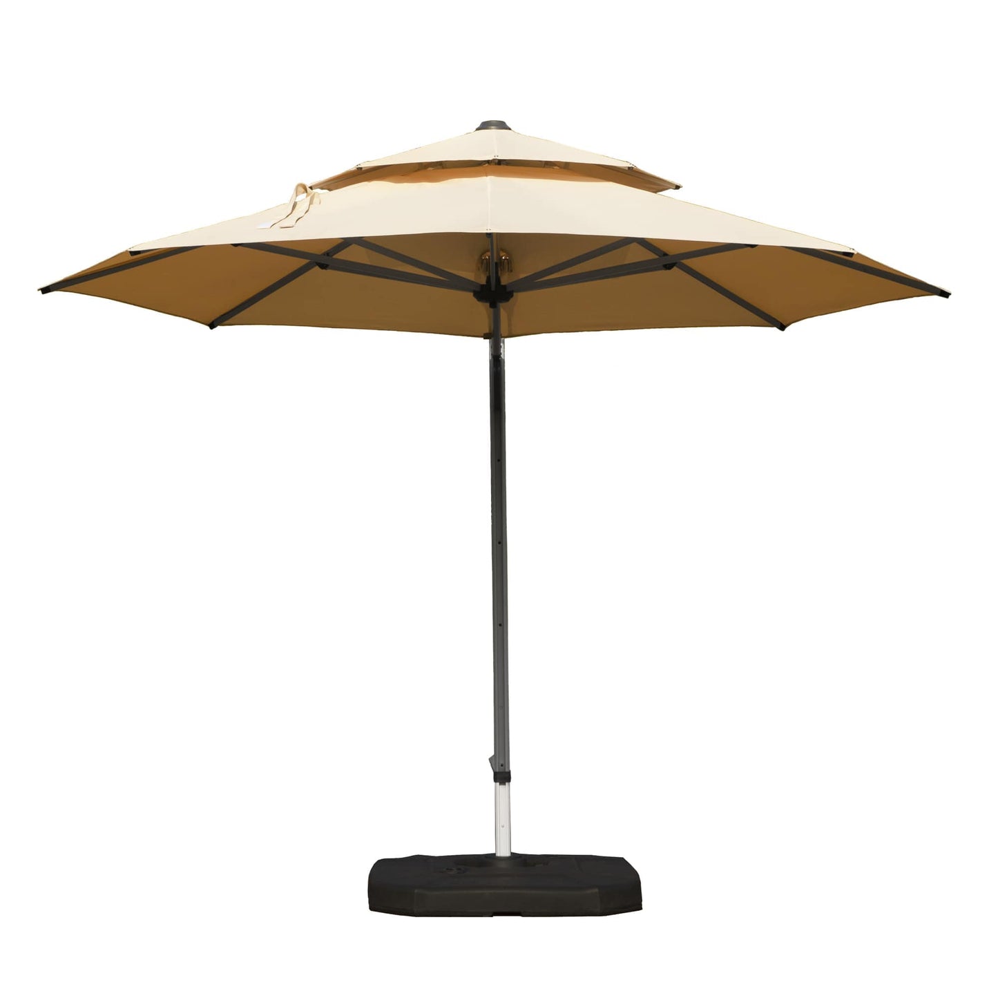 Rbied 10ft Round Beige Cantilever Patio Umbrella with Center Pole Outdoor Shade Canopy