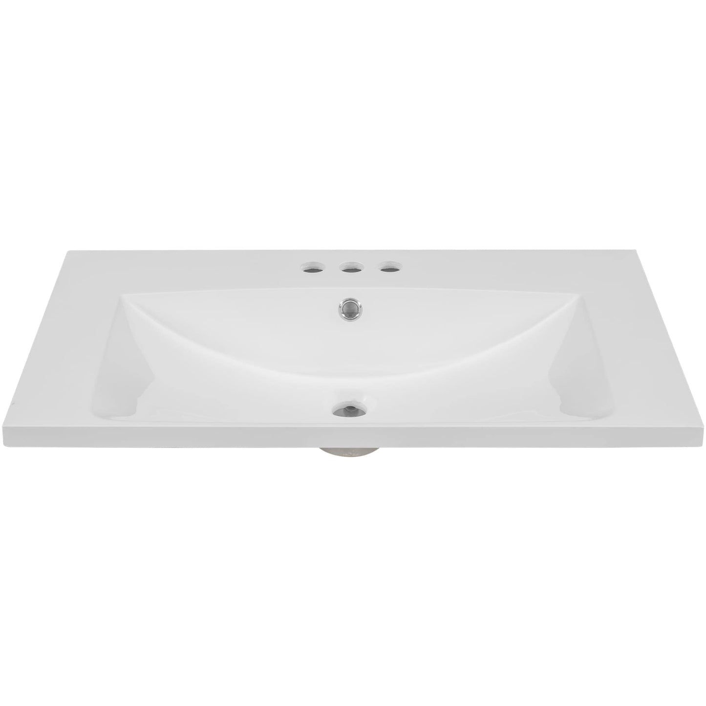 Vynxaria 30 in L x 18 in W White Ceramic Bathroom Sink Vanity Top 3 Hole 4 in Centerset Ready