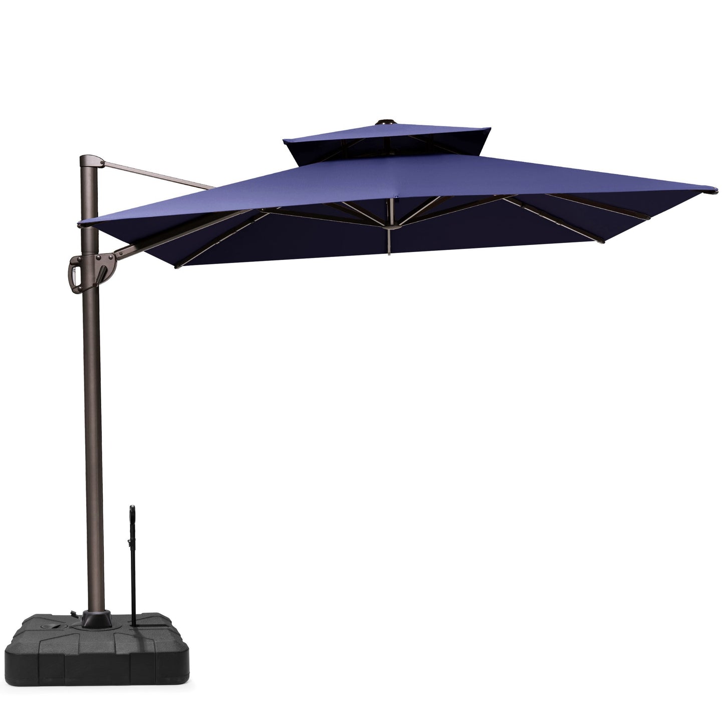 Crestlive Products 11-ft Aluminum Blue Crank Cantilever Patio Umbrella with Base