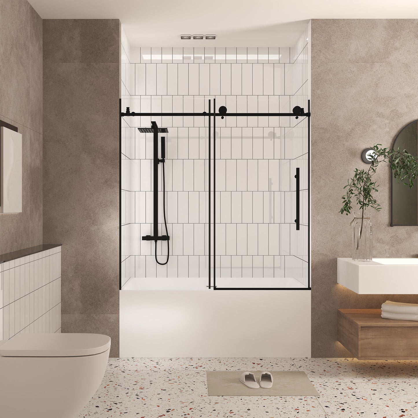 Dexmalle Frameless shower door 56-60IN W x 60IN H