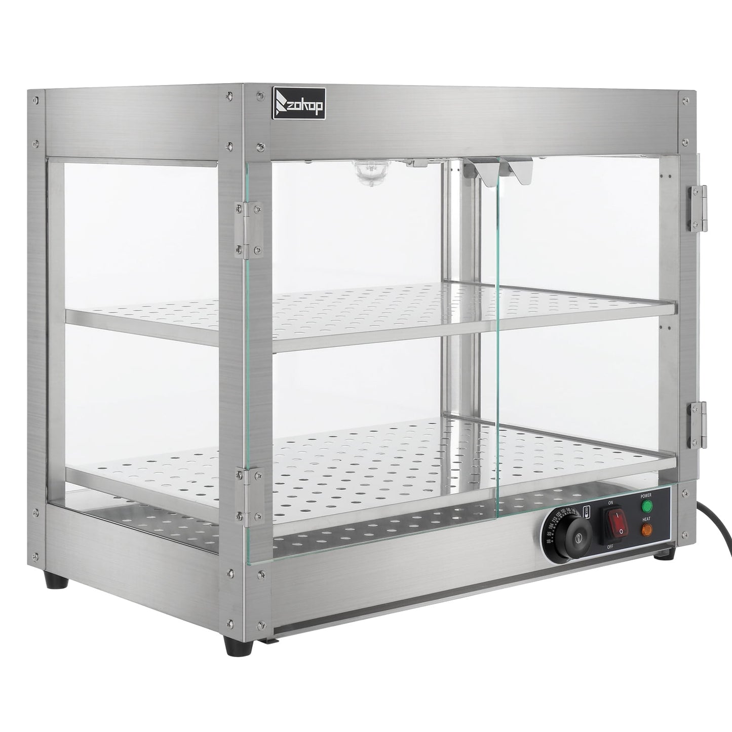 800W Two-Layer Stainless Steel Warming Cabinet with Tempered Glass – Perfect for Restaurants, Catering, and Food Service