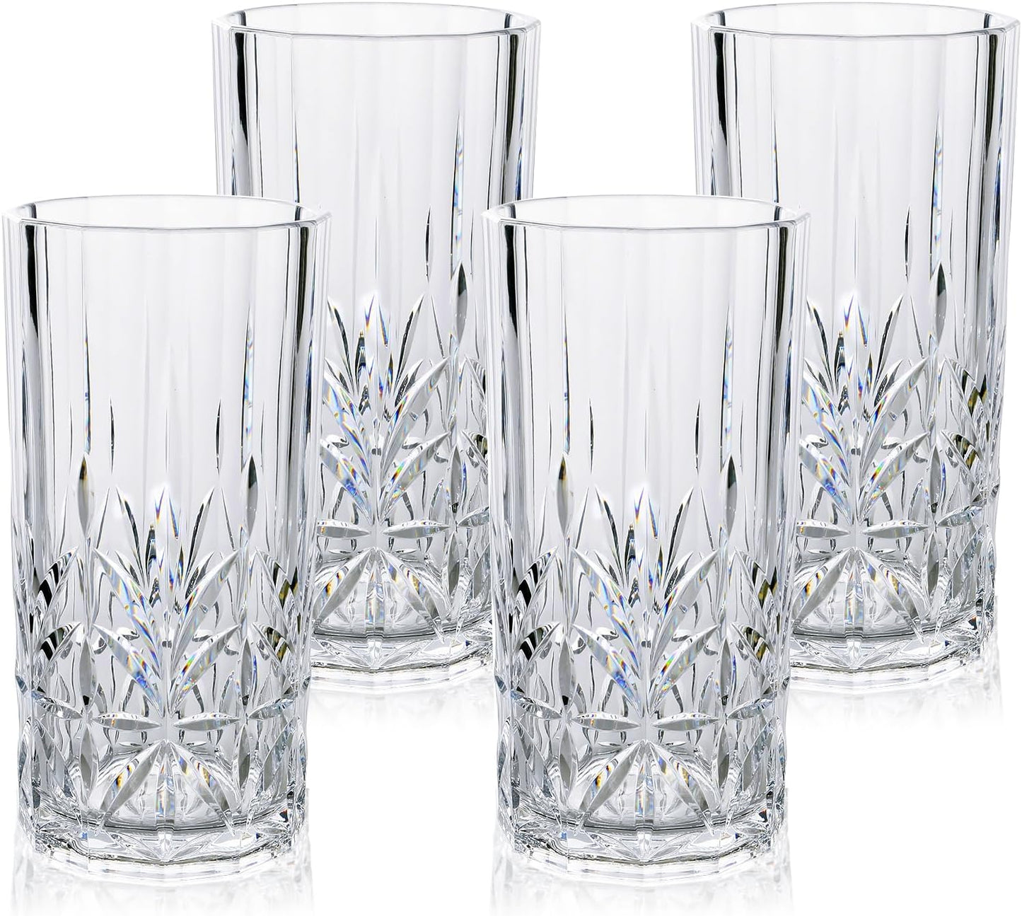 BELLAFORTE Shatterproof Tritan Plastic Tall Tumbler, Set of 4, 18oz - Myrtle Beach Drinking Glasses - Unbreakable Drinking Glasses for Parties - BPA Free - Clear