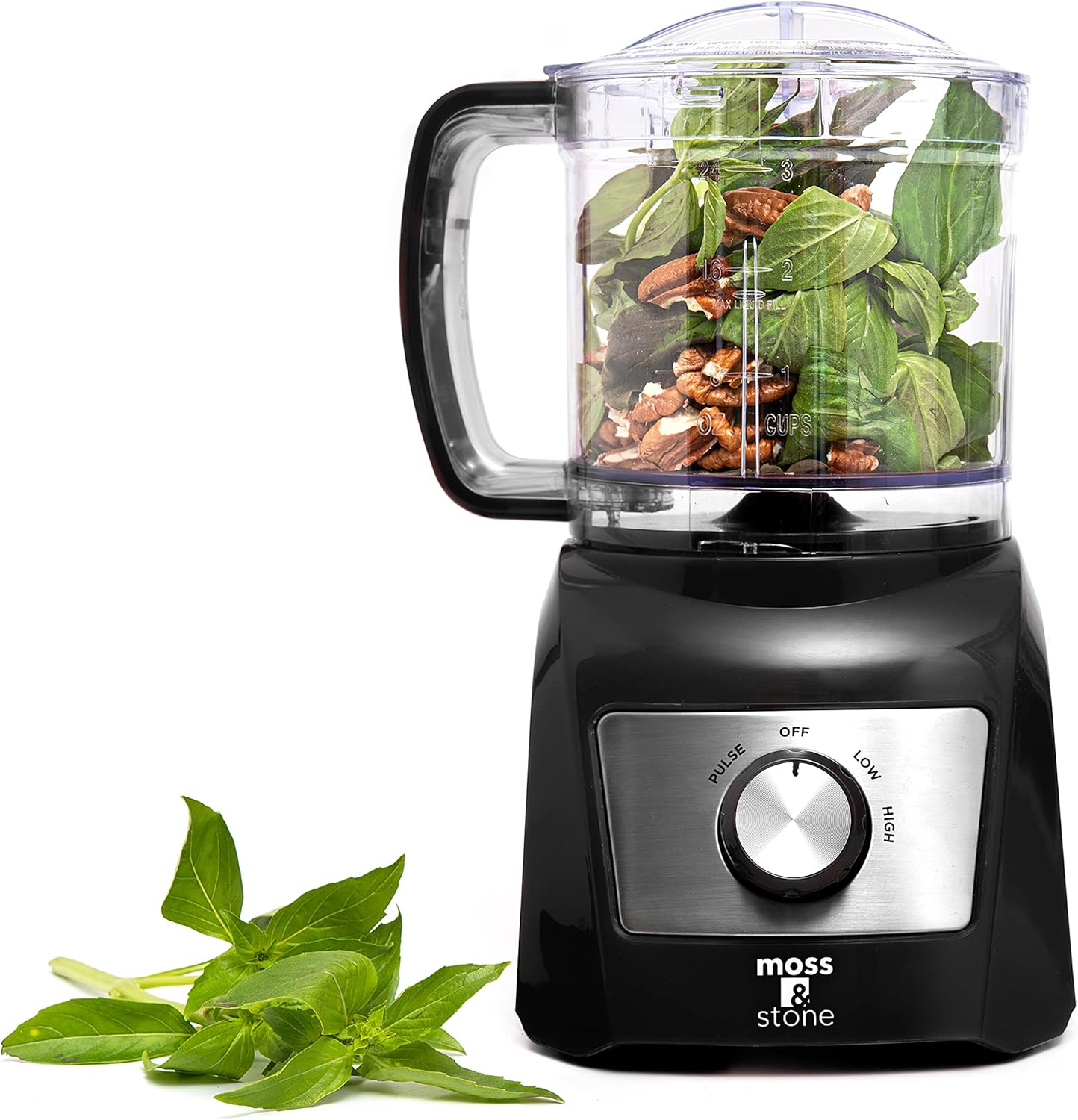 Moss & Stone 3 Cup Mini Food Processor, Strong Vegetable Chopper for Dicing, Chopping, Mincing, & Puree 300 Watts Mini Chopper With 2 Speeds, Perfect Baby Food Processor Black