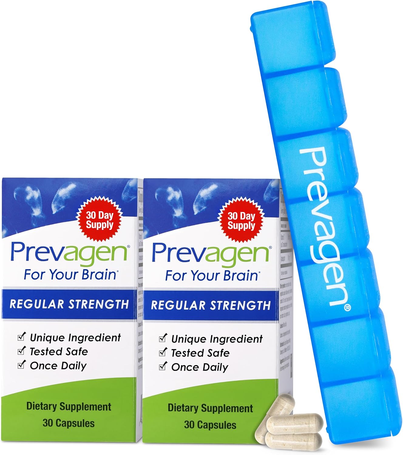 Prevagen Regular Strength - 60 Capsules (2 Month Supply) | Formulated for Your Brain | 10mg of Apoaequorin Plus Vitamin D3 with 7-Day Pill Minder