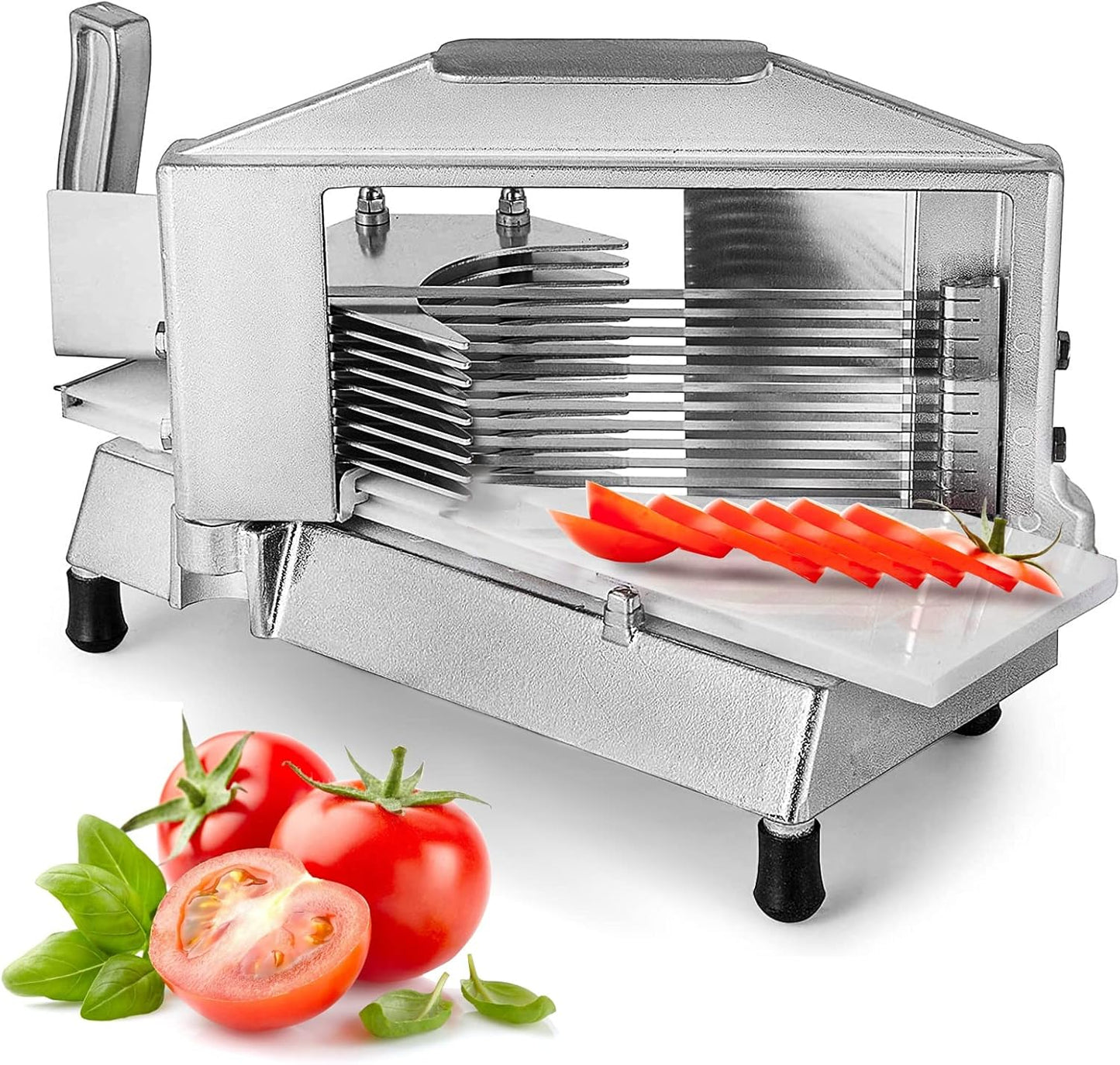 VEVOR Commercial Tomato Slicer 1\/4" Heavy Duty Cutter with Built-in Cutting Board for Restaurant or Home Use