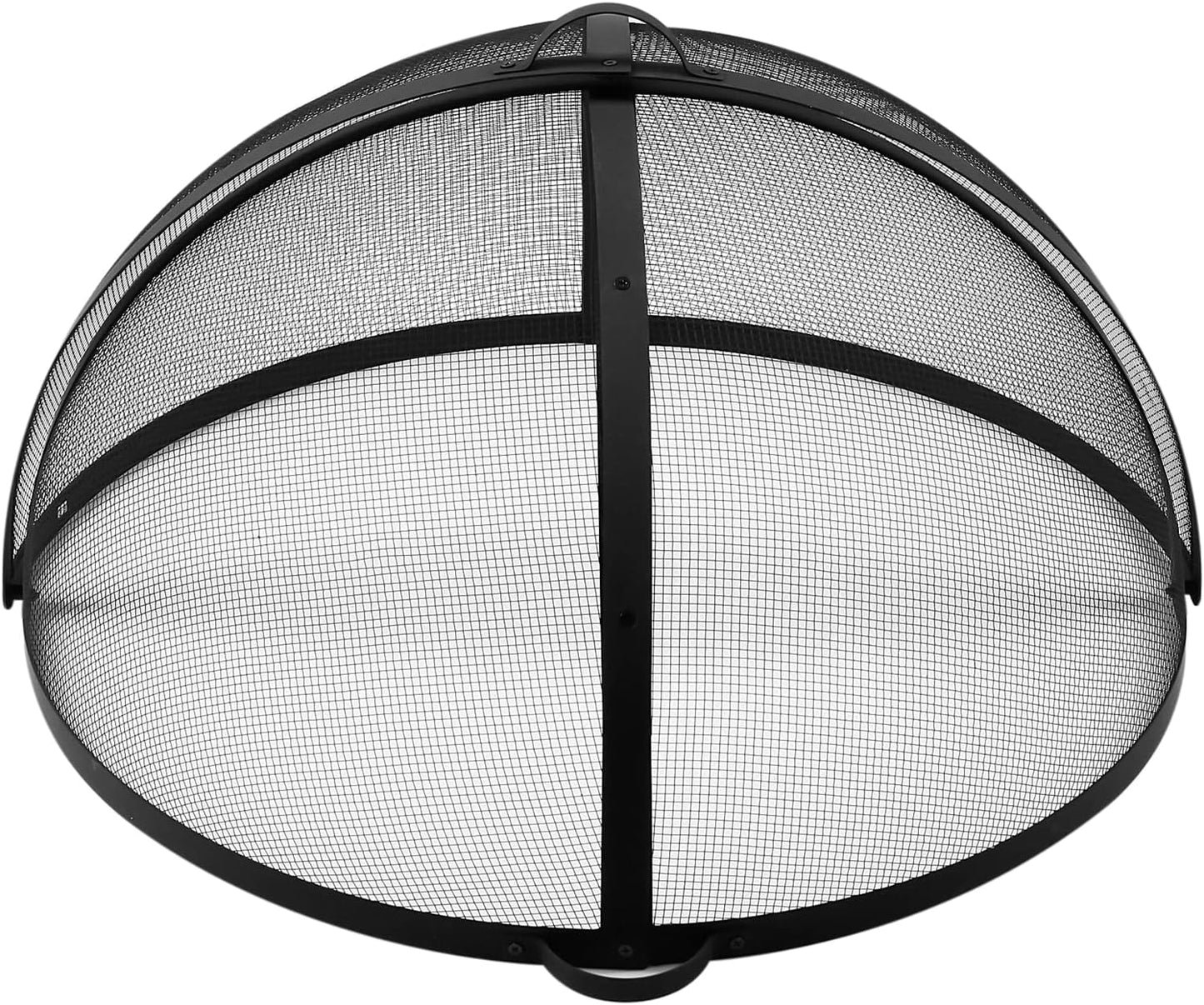 Outdoor Fire Pit Spark Screen Cover Accessory, 36In Patio Round Easy-Opening Fire Mesh Screen Guard, Heavy Duty Steel Firepit Ember Lid with Hinge