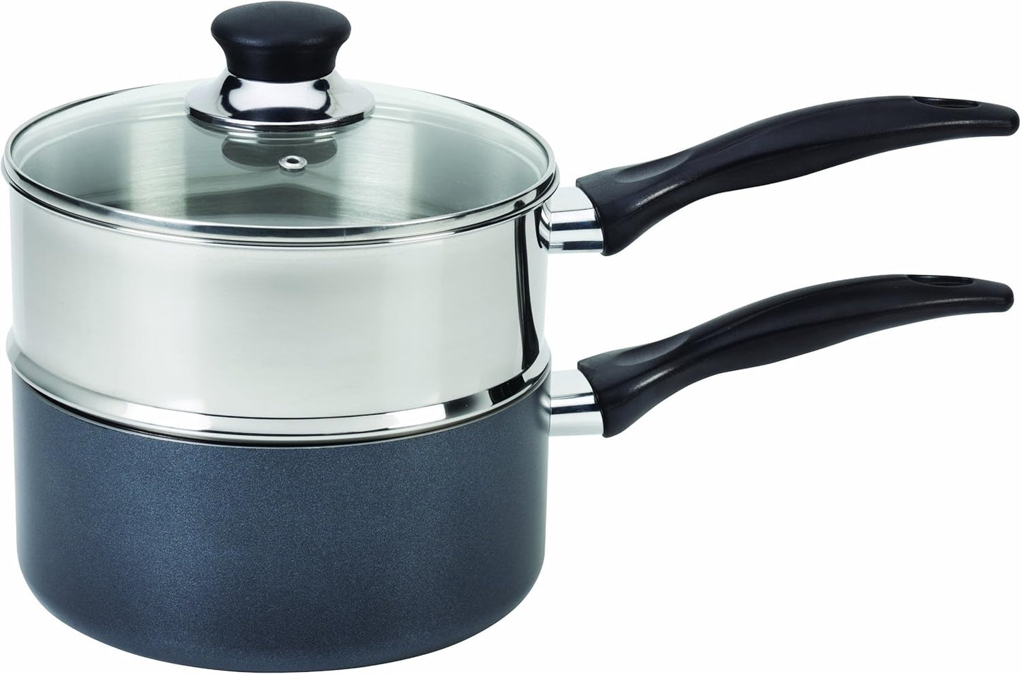 T-fal Specialty Nonstick Double Boiler 3 Quart Oven Safe 350F Cookware, Pots and Pans, Dishwasher Safe Silver\/Black