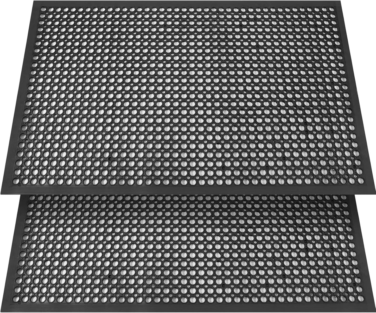 Anti Fatigue Rubber Floor Mat 2 Pack Restaurant Kitchen Mats for Floors Rubber Non-Slip Bar Floor Mats Door mat Drainage Mats Utility Garage Indoor Outdoor Use 36 x 60 Inches