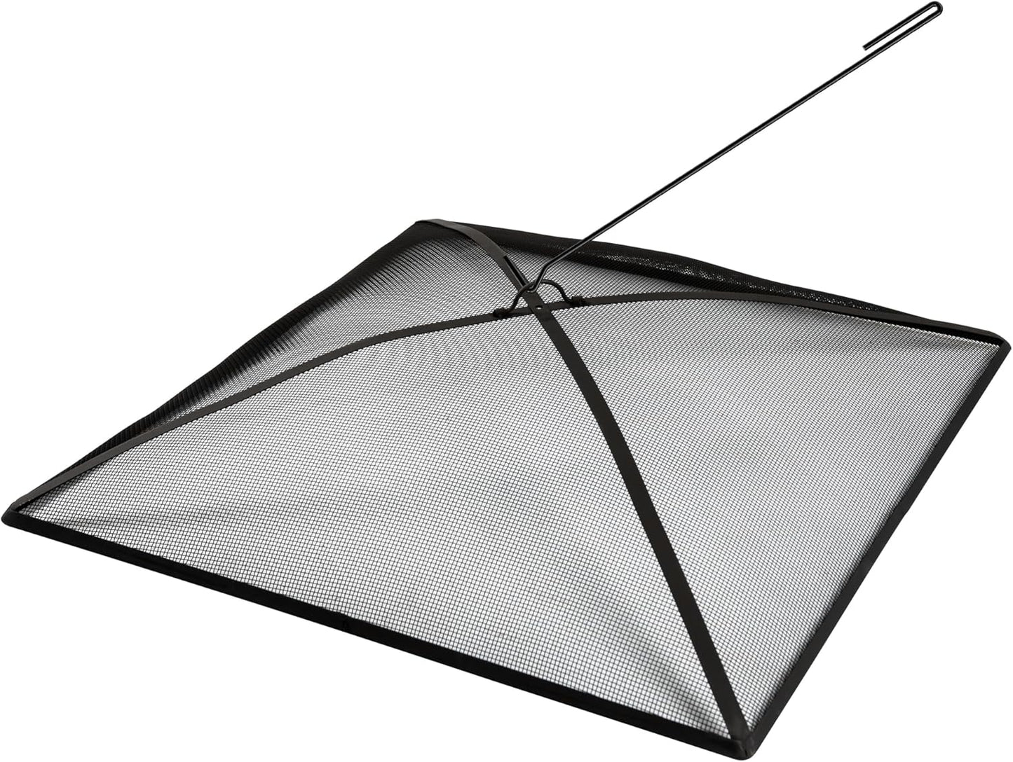 WeCooper Heavy Duty Fire Pit Spark Screen Cover,36in Steel Mesh Square Fire Pit Screen, FirePit Ember Guard with FirePit Poker